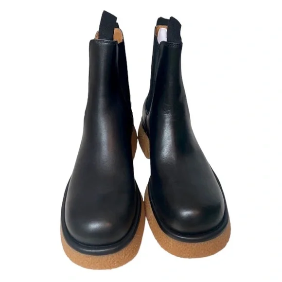 Zara Flat Leather Ankle Boots Black Size US 8 - Picture 7 of 7